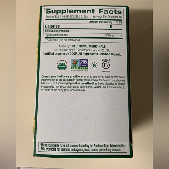 ☕️ Traditional Medicinals organic roasted dandelion root tea ☕️ - Picture 3 of 7